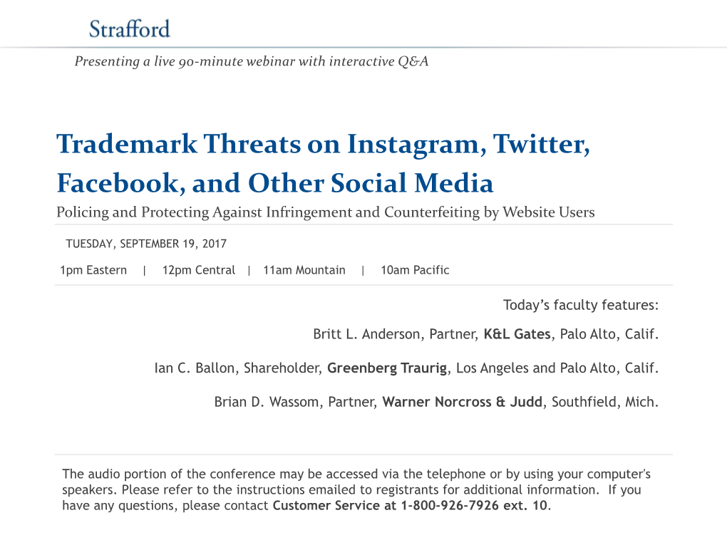Trademark Threats on Instagram, Twitter, Facebook, and Other Social Media Policing and Protecting Against Infringement and Counterfeiting by Website Users
