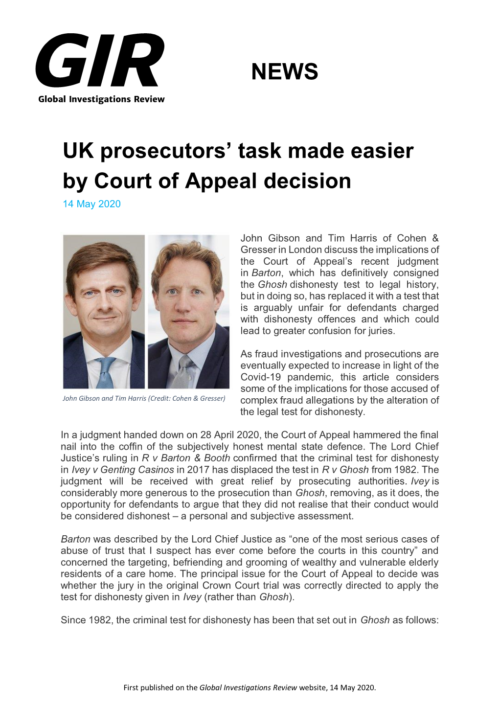 UK Prosecutors' Task Made Easier by Court Of