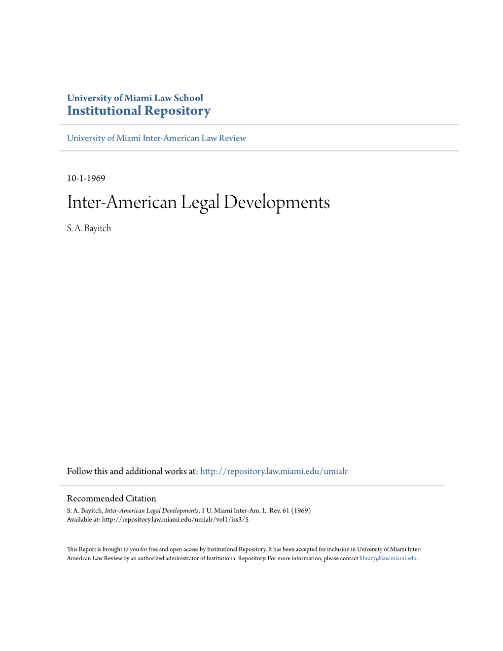 Inter-American Legal Developments S