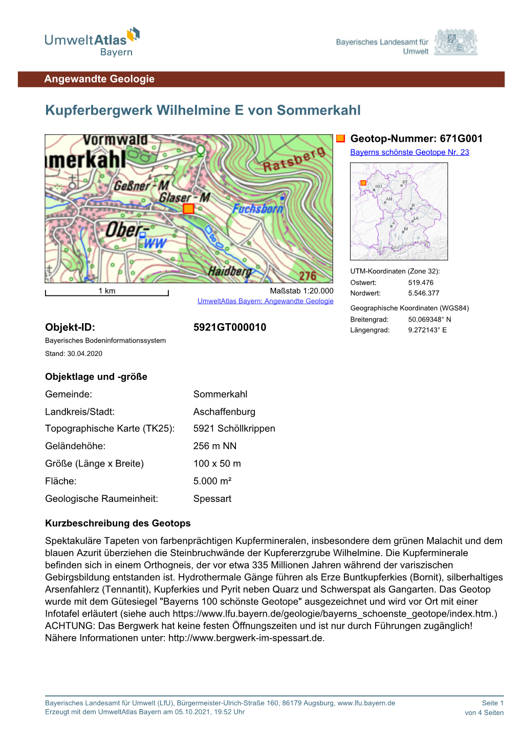 Kupferbergwerk Wilhelmine E Von Sommerkahl