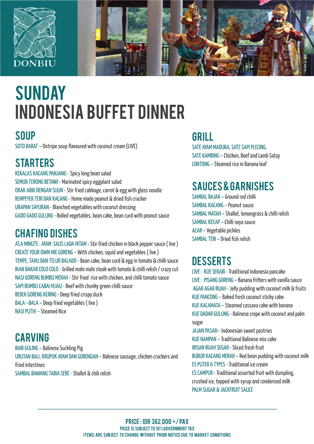 Sunday Indonesia Buffet Dinner