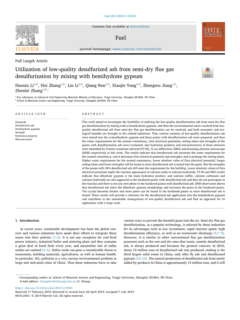 Utilization of Low-Quality Desulfurized Ash from Semi-Dry Flue Gas