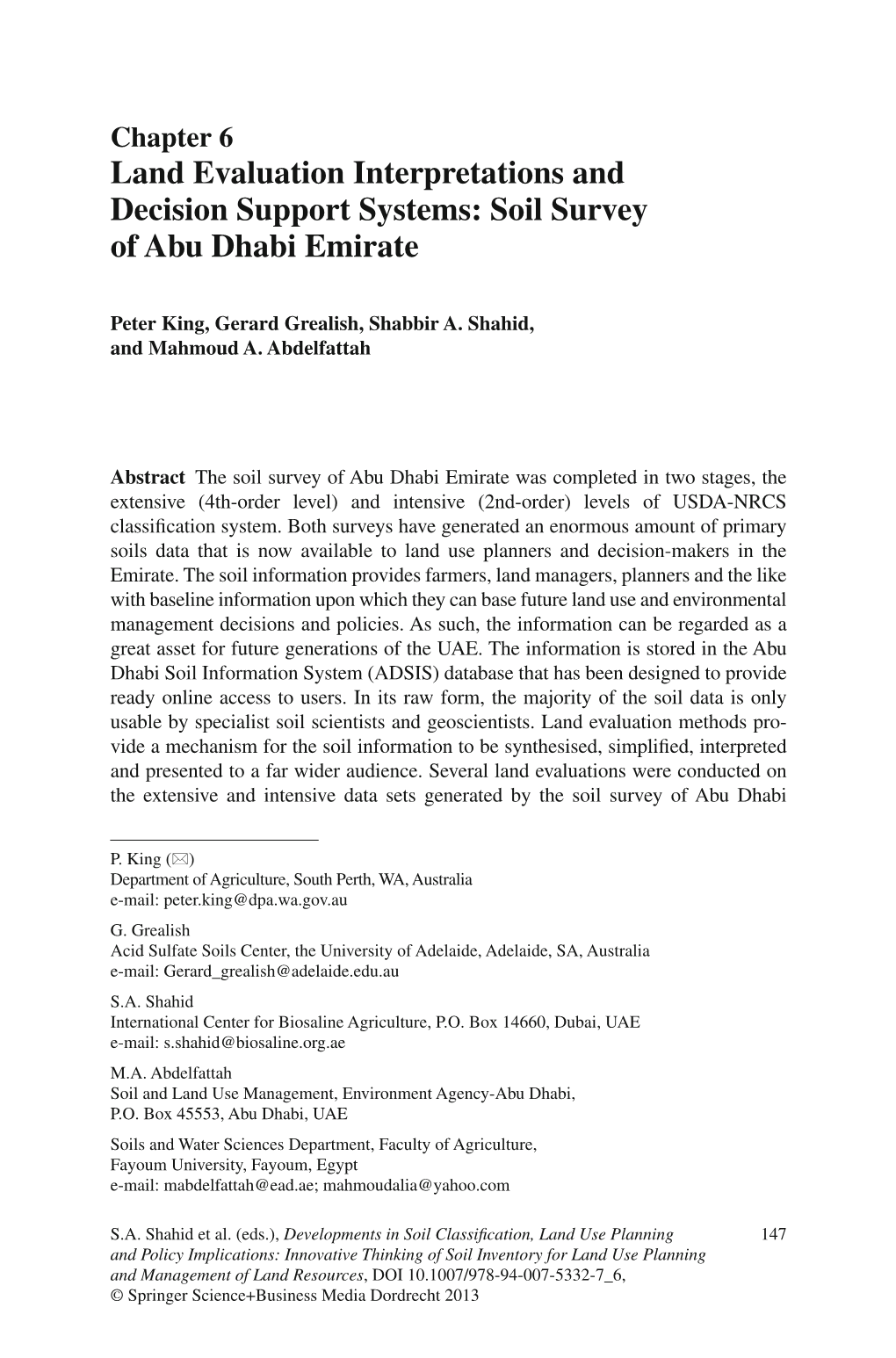 Soil Survey of Abu Dhabi Emirate