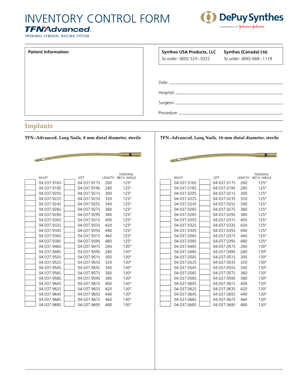 Inventory Control Form