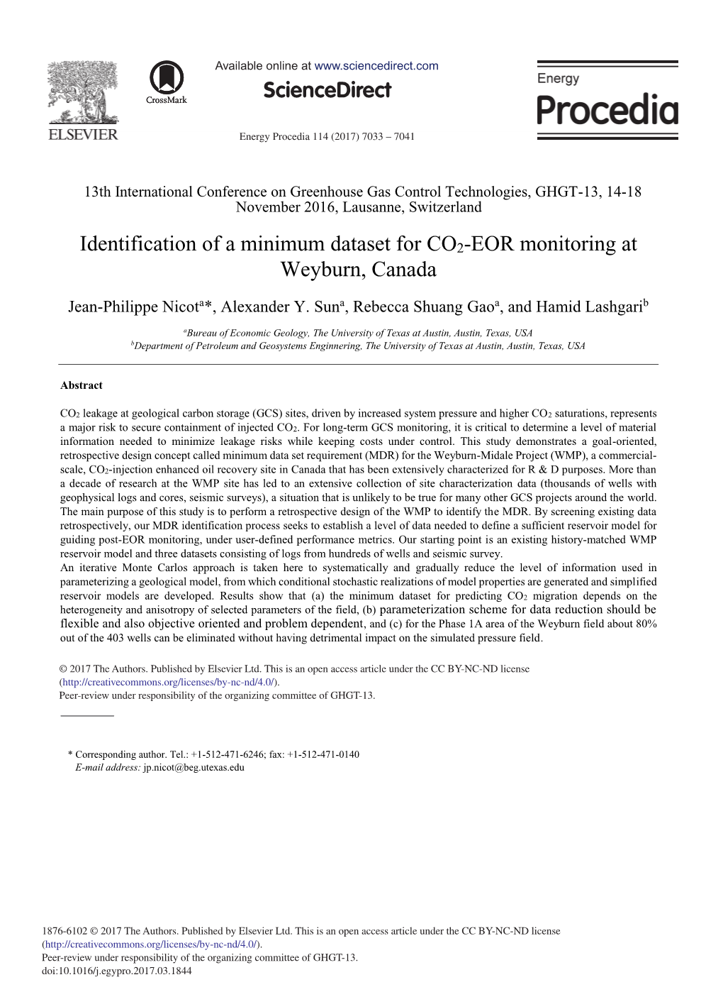 Identification of a Minimum Dataset for CO2-EOR Monitoring at Weyburn, Canada