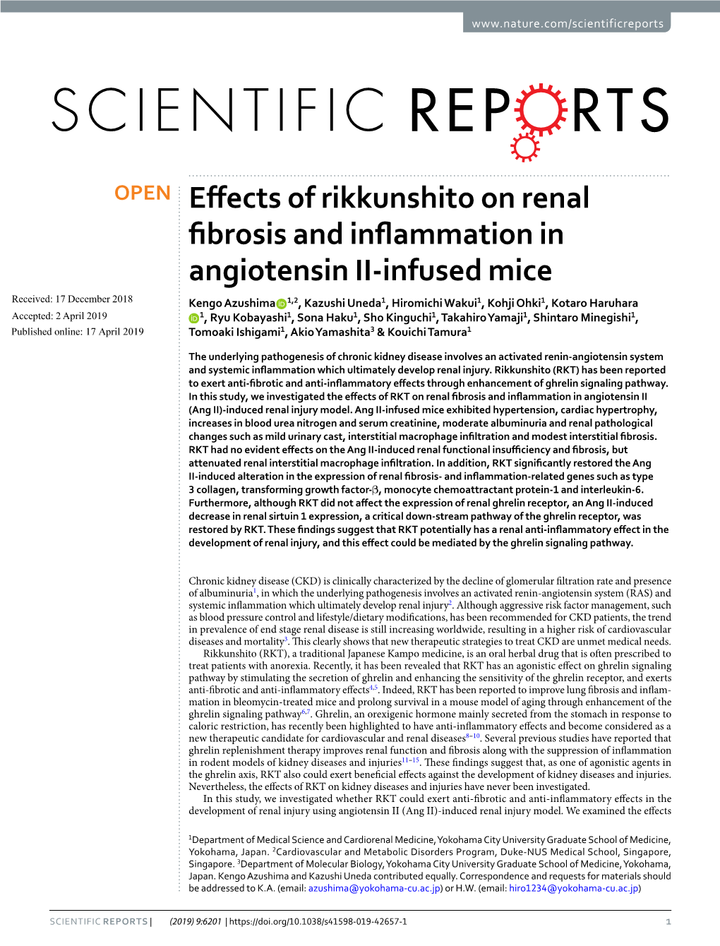 Effects of Rikkunshito on Renal Fibrosis and Inflammation in Angiotensin II