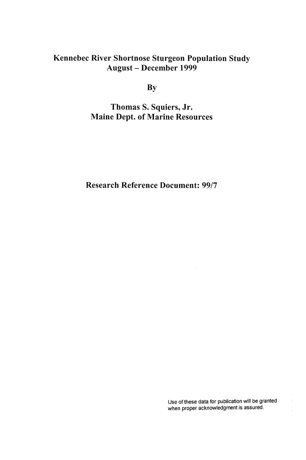 Research Reference Document 99/07 : Kennebec River