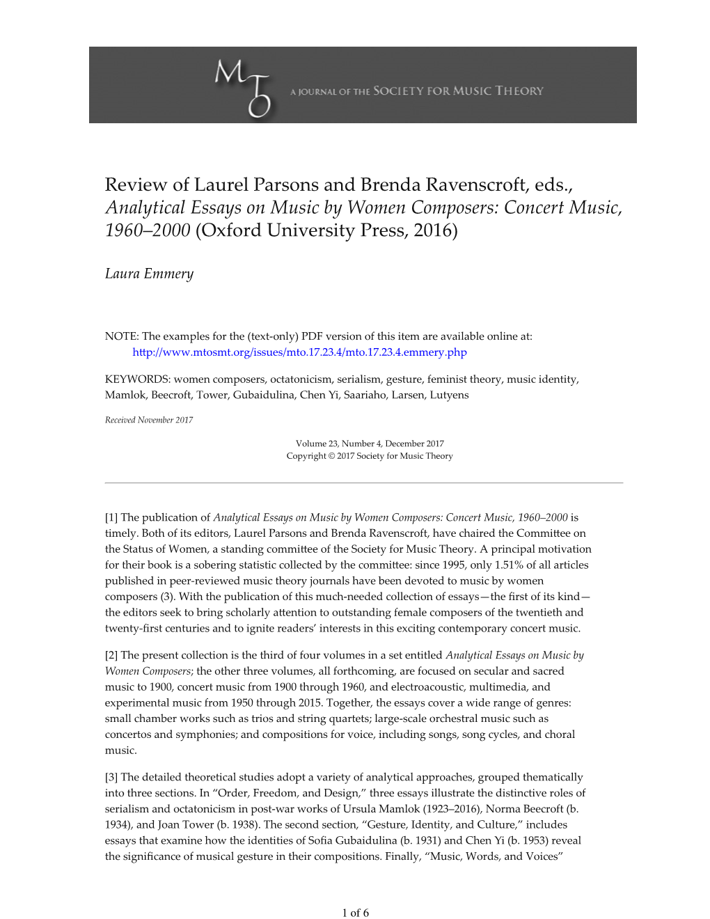 MTO 23.4: Emmery, Review of Parsons and Ravenscroft