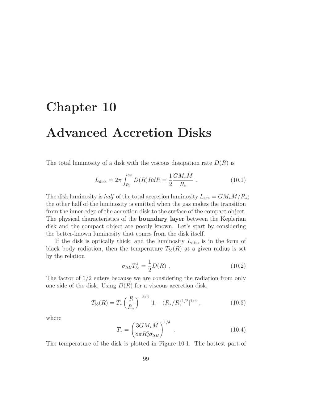 Chapter 10 Advanced Accretion Disks