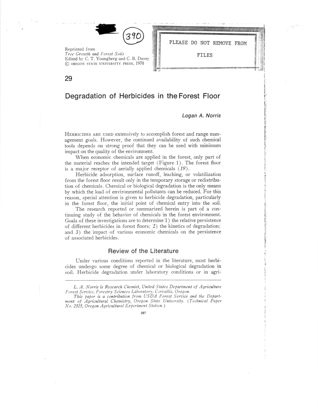 29 Degradation of Herbicides in the Forest Floor Review of the Literature