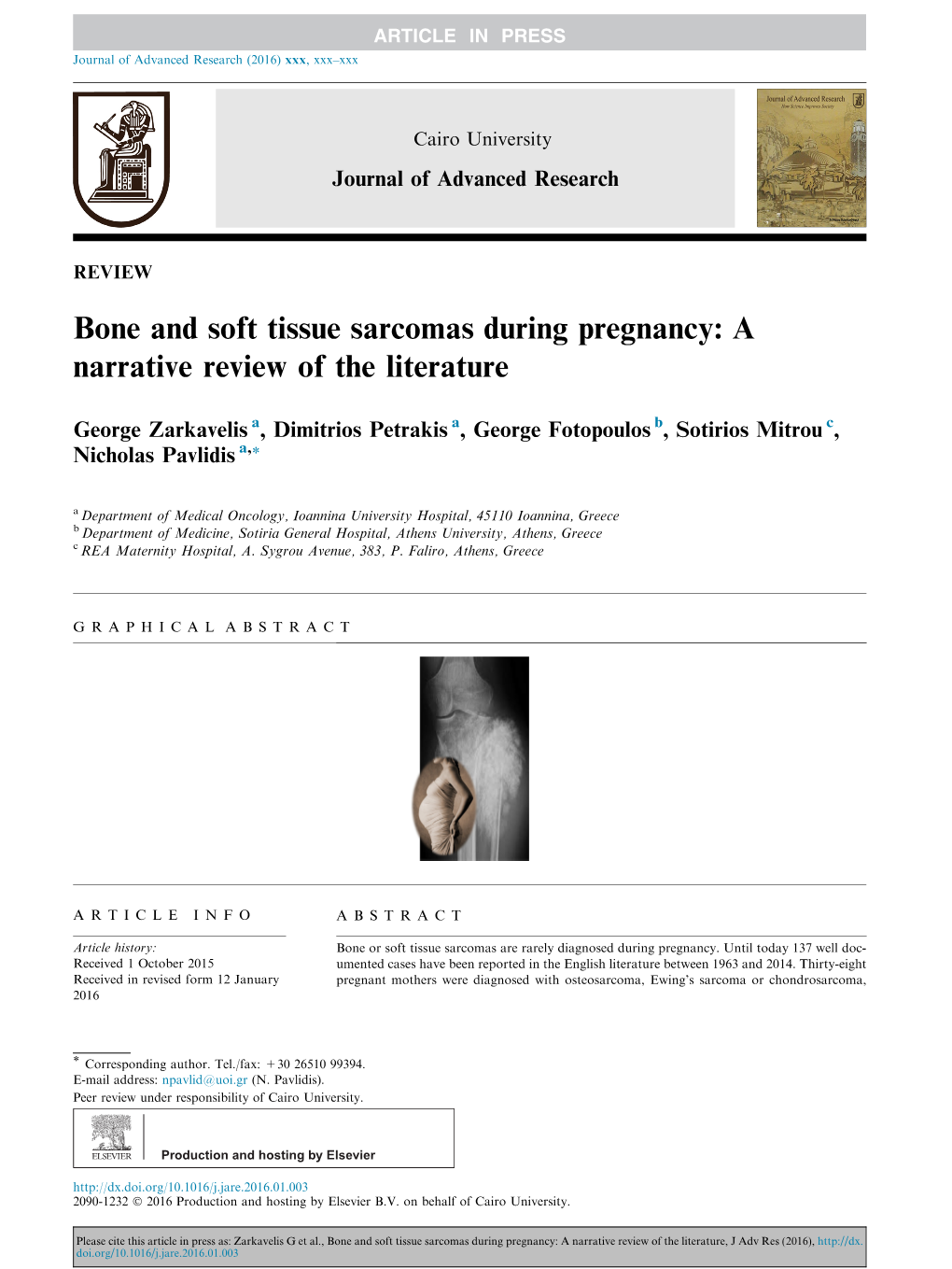 Bone and Soft Tissue Sarcomas During Pregnancy: a Narrative Review of the Literature