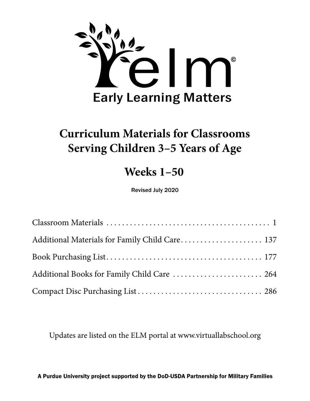 Curriculum Materials for Classrooms Serving Children 3–5 Years of Age Weeks 1–50