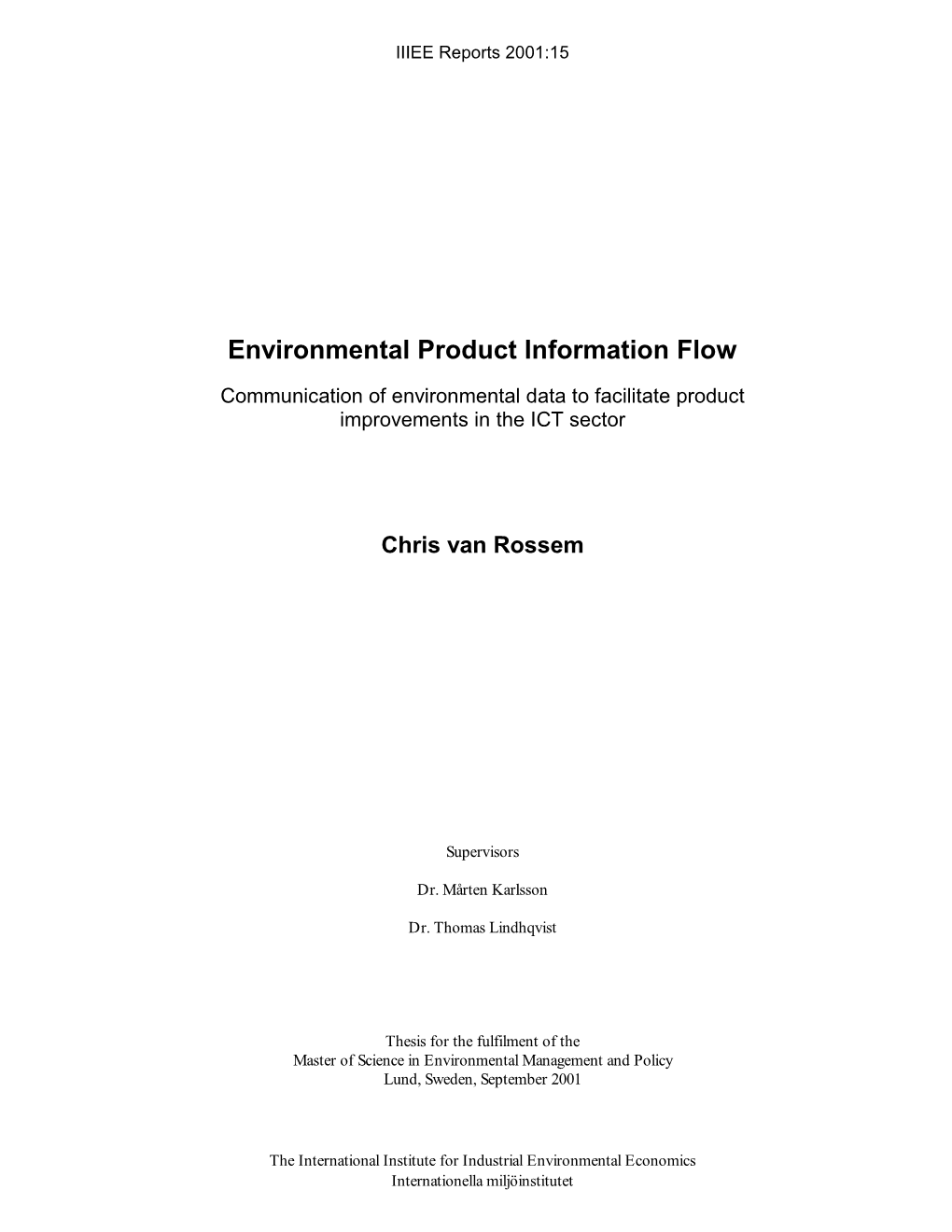 Environmental Product Information Flow