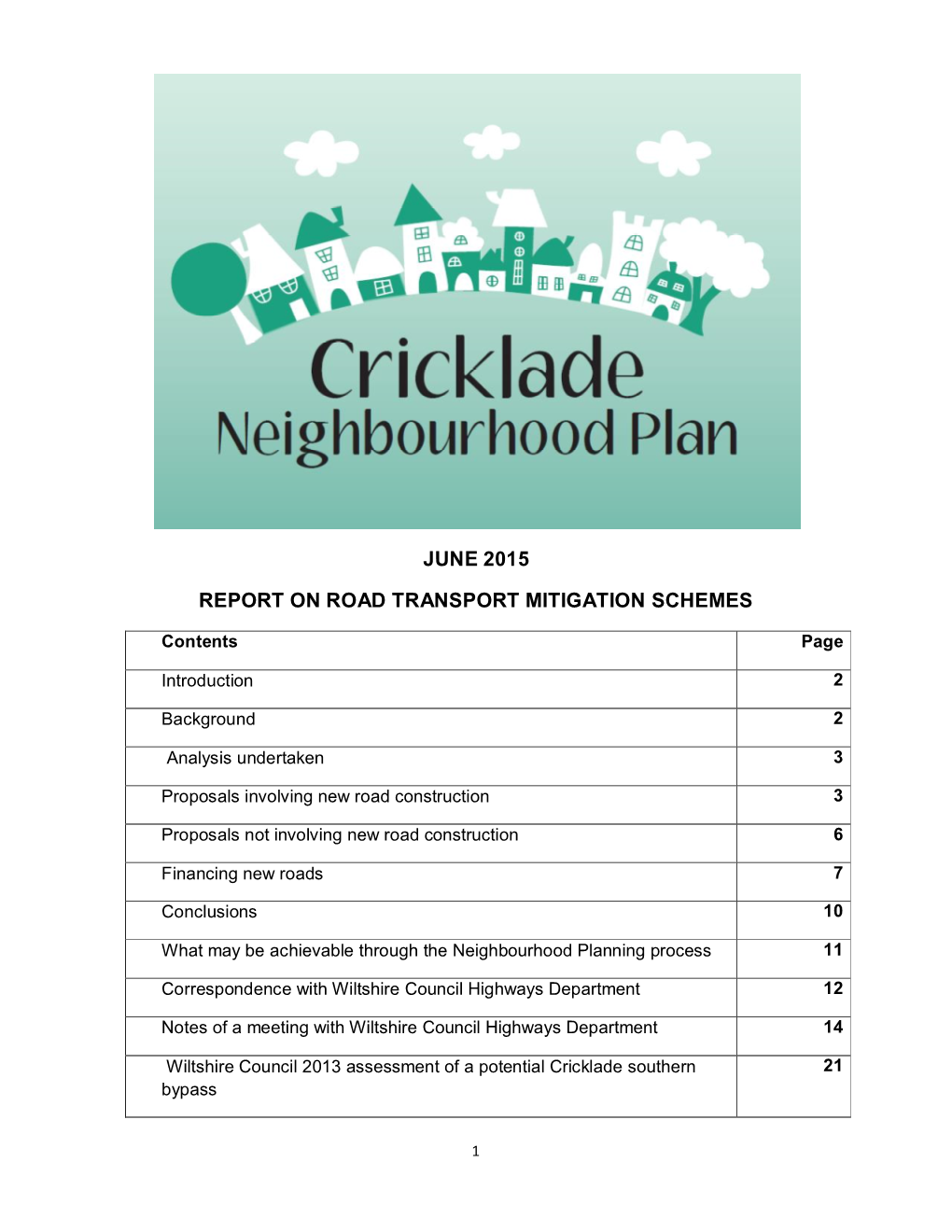 June 2015 Report on Road Transport Mitigation
