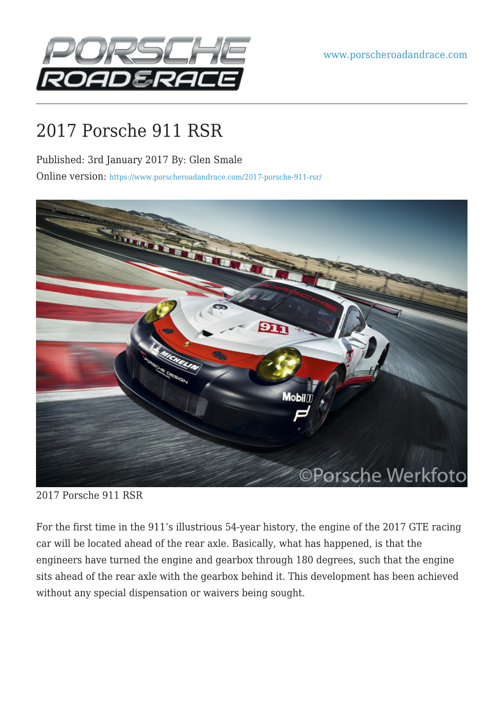 2017 Porsche 911 RSR