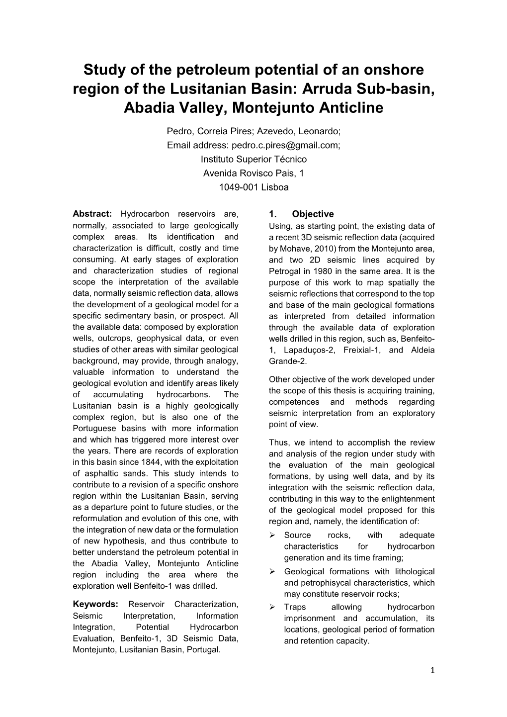 Study of the Petroleum Potential of an Onshore Region of the Lusitanian Basin: Arruda Sub-Basin, Abadia Valley, Montejunto Anticline