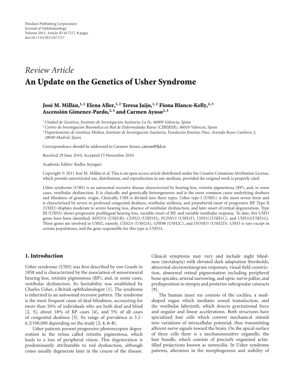 An Update on the Genetics of Usher Syndrome