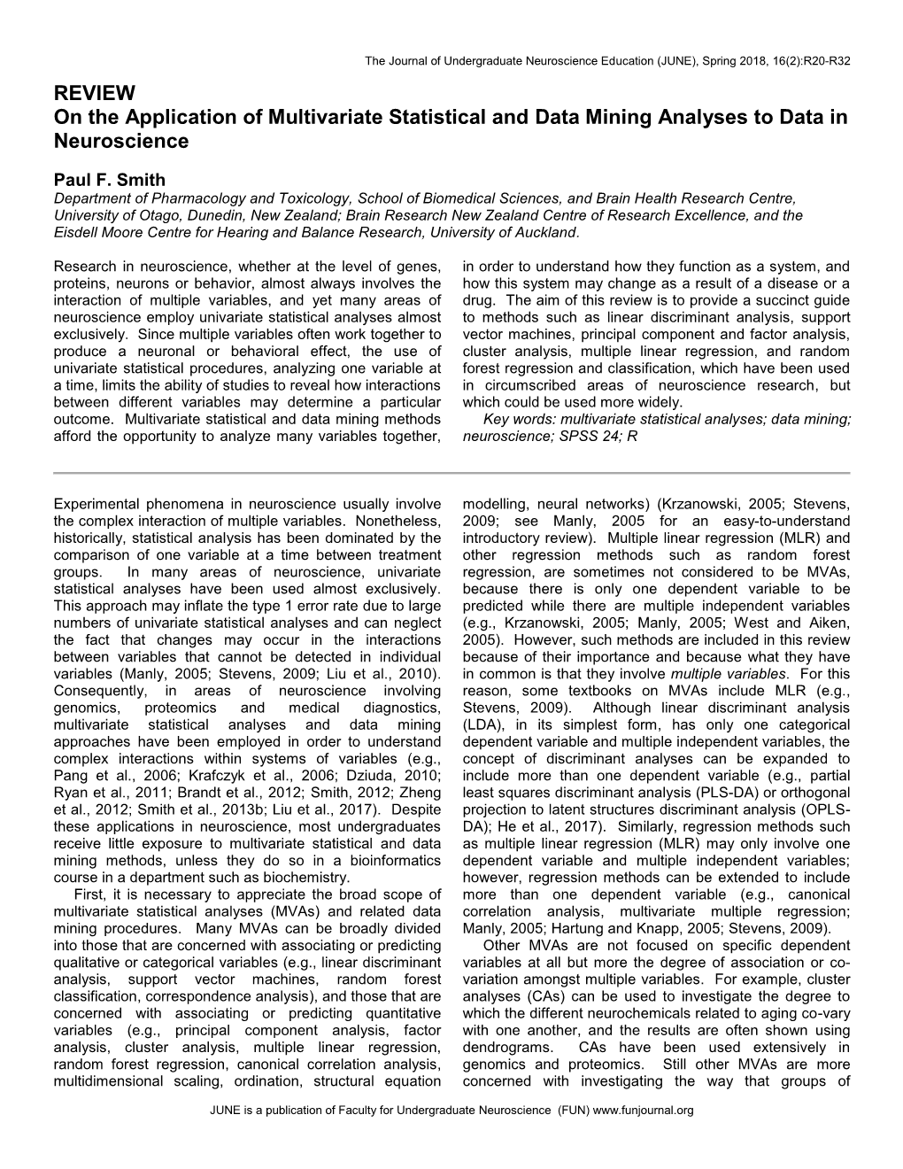 On the Application of Multivariate Statistical and Data Mining Analyses to Data in Neuroscience