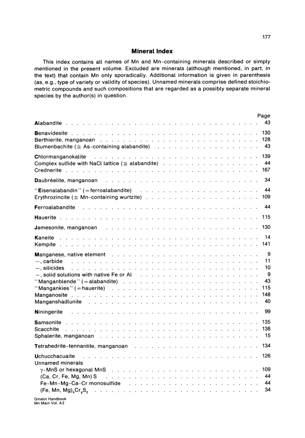 177 Mineral Index 43 130 128 43 139 44 167 34 44 109 44 115 130