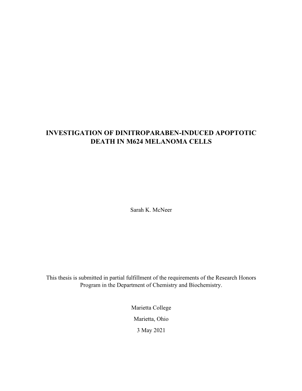 Investigation of Dinitroparaben-Induced Apoptotic Death in M624 Melanoma Cells