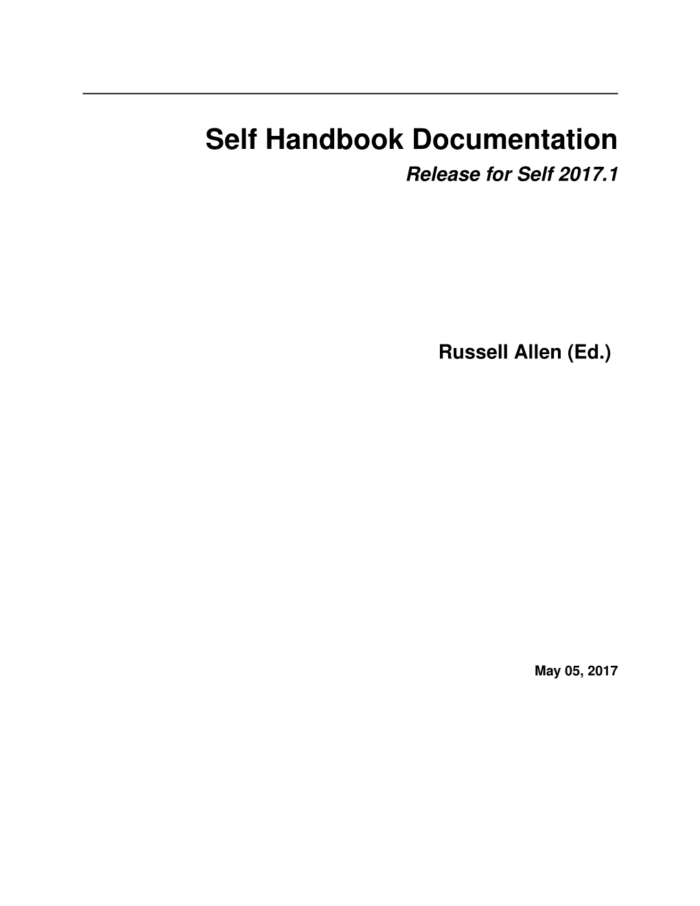 Self Handbook Documentation Release for Self 2017.1