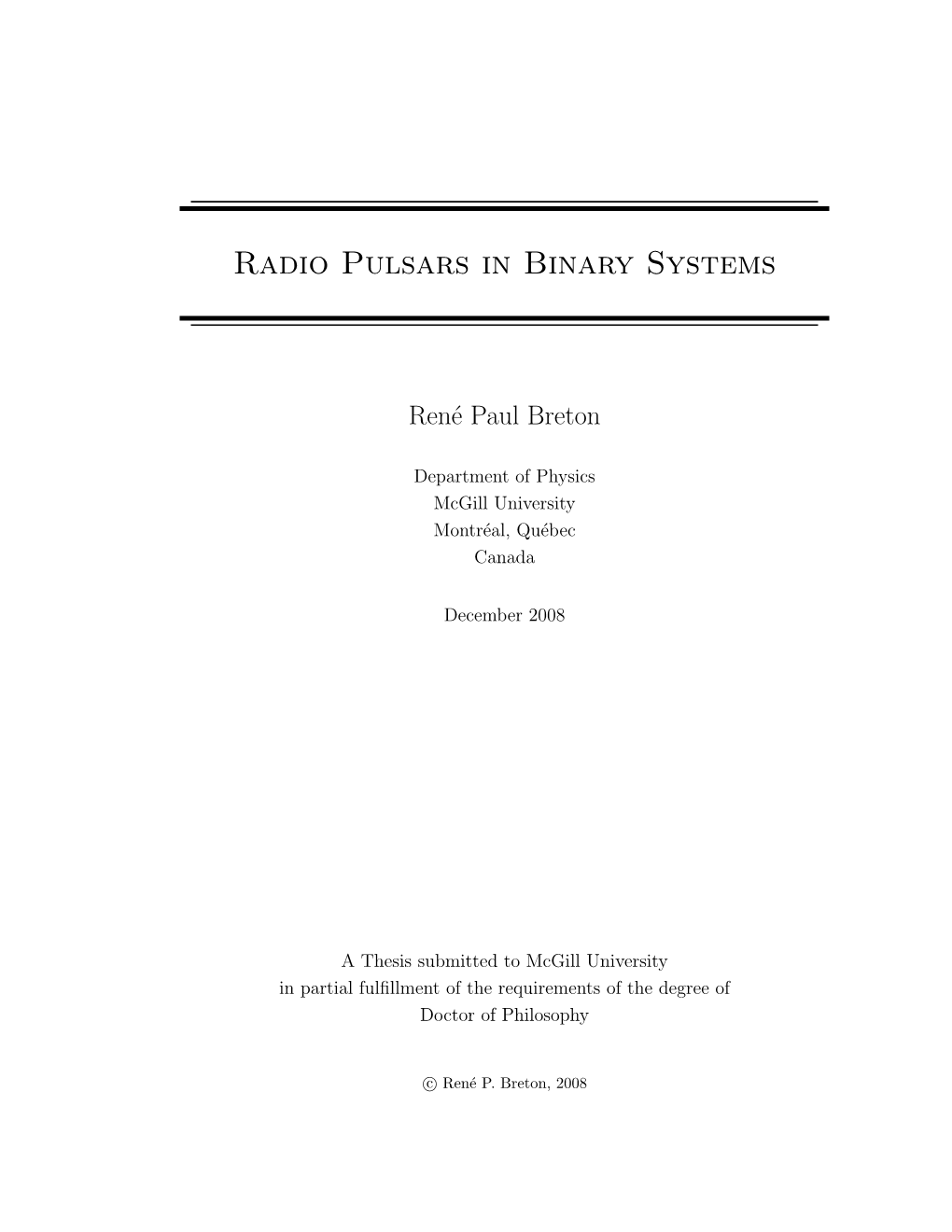 Radio Pulsars in Binary Systems
