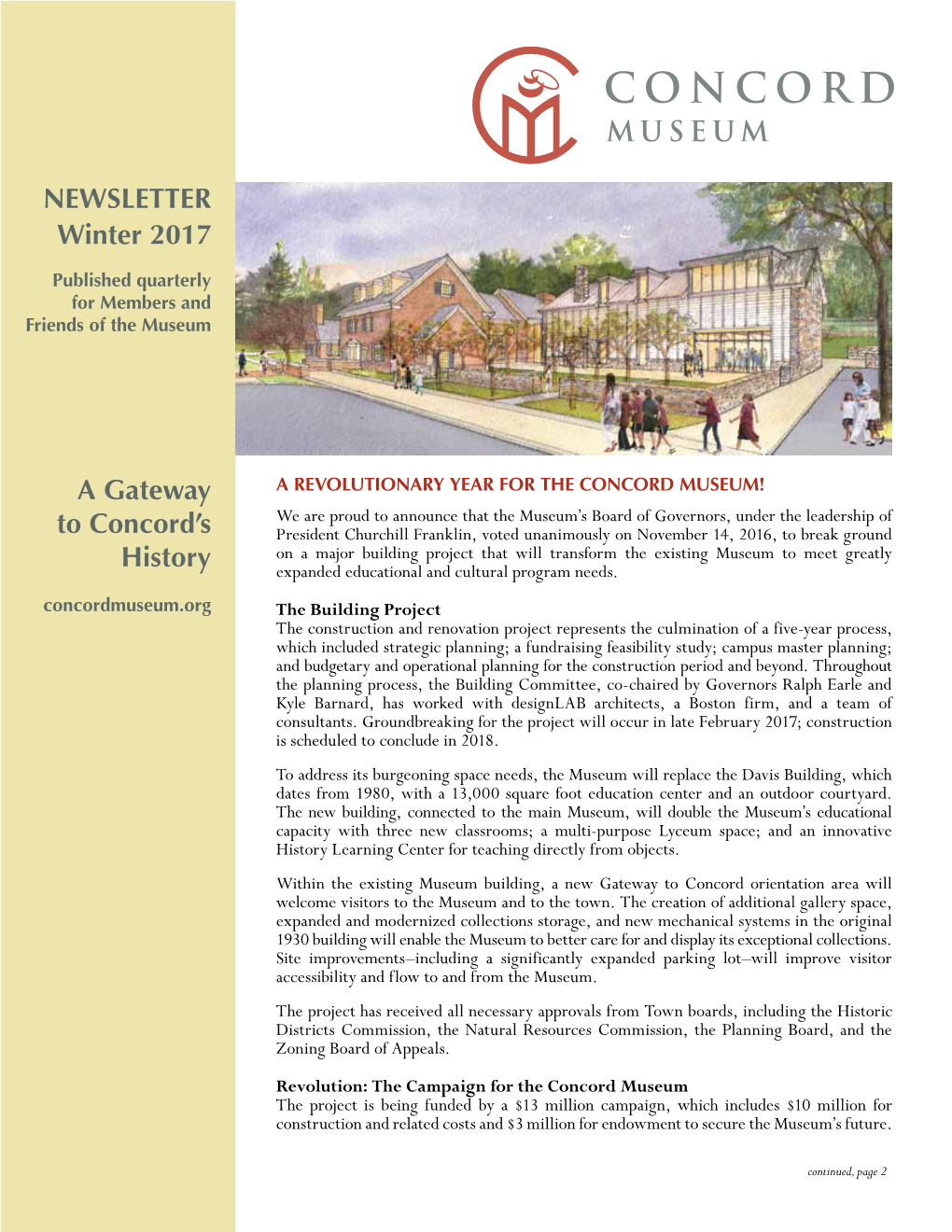 NEWSLETTER a Gateway to Concord's History Winter 2017