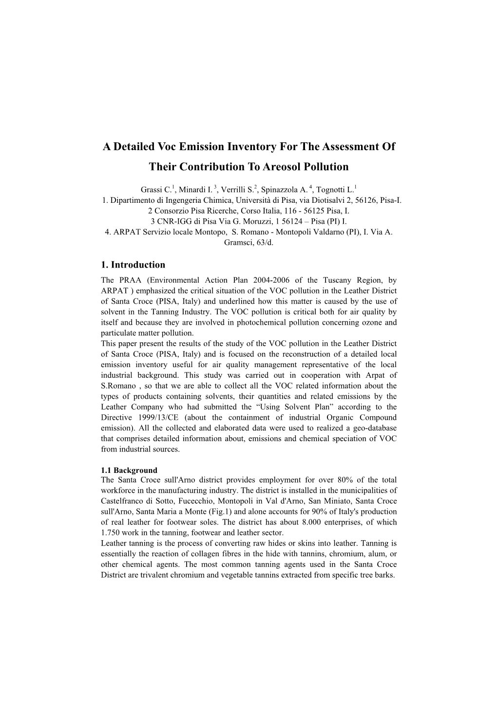 A Detailed Voc Emission Inventory for the Assessment of Their Contribution to Areosol Pollution