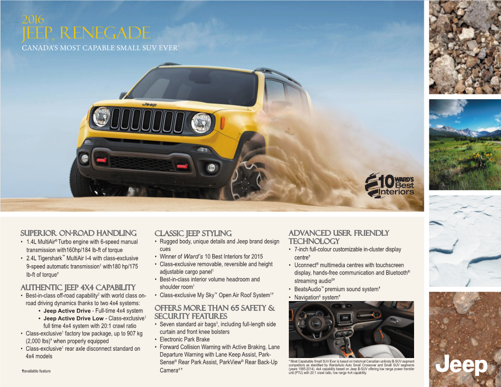 Jeep® Renegade Canada’S Most Capable Small Suv Ever*