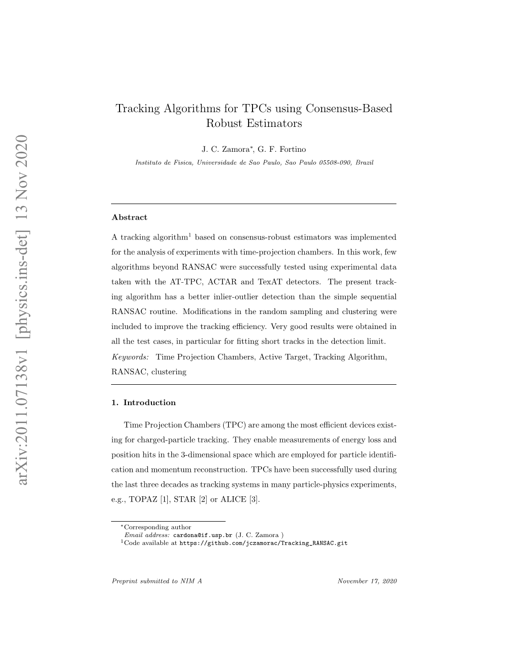 Tracking Algorithms for Tpcs Using Consensus-Based Robust Estimators