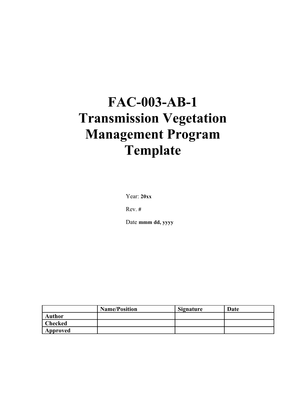 FAC-003-AB-1 Transmission Vegetation Management Program