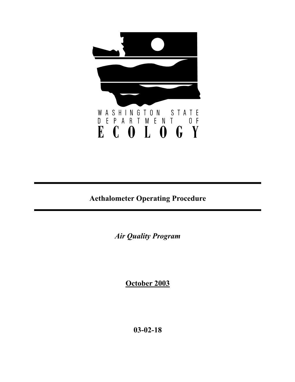 Aethalometer Operating Procedure Air Quality Program October 2003 03