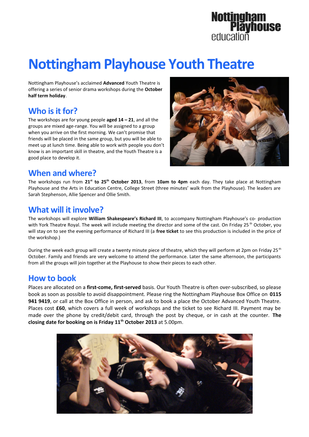 Nottingham Playhouse Youth Theatre