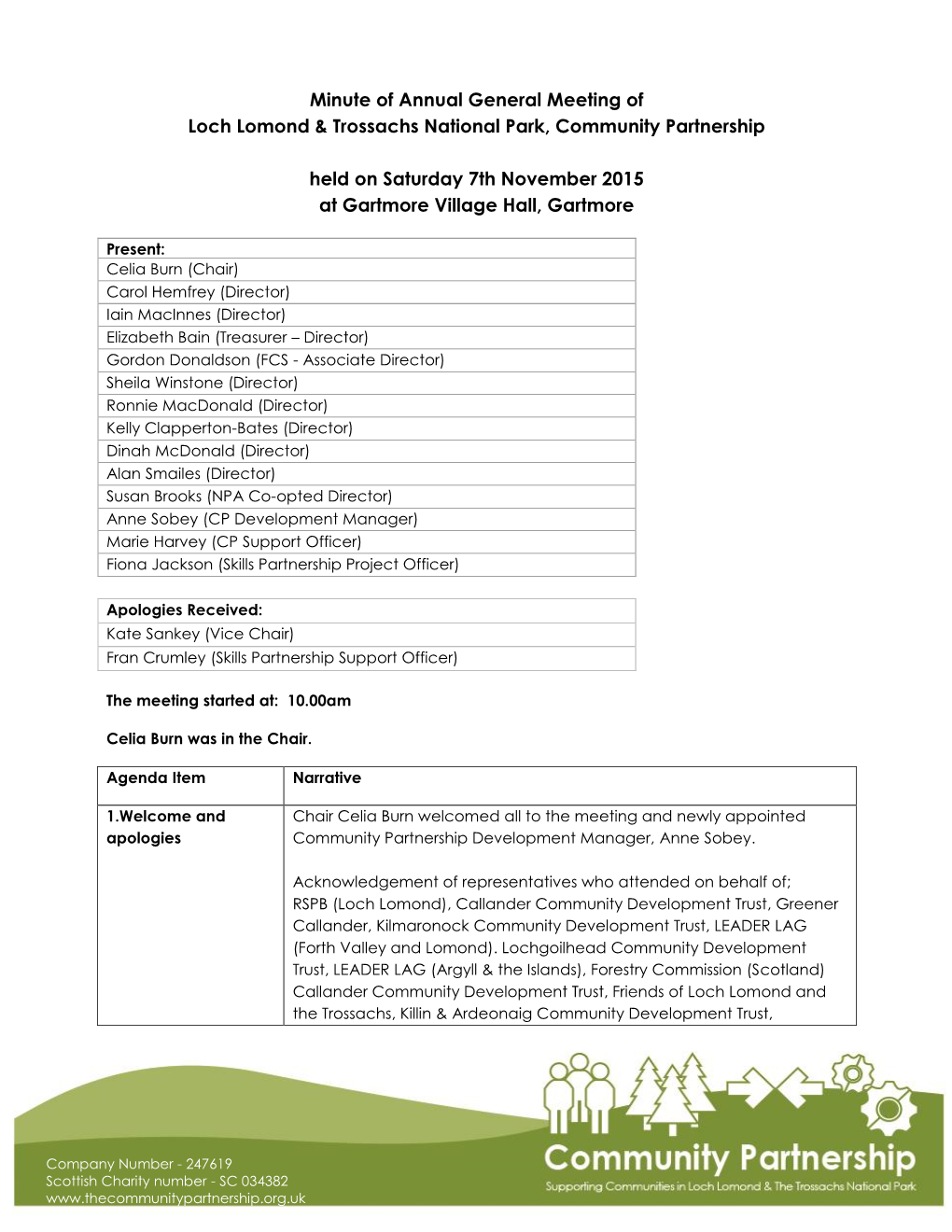 Minute of Annual General Meeting of Loch Lomond & Trossachs National