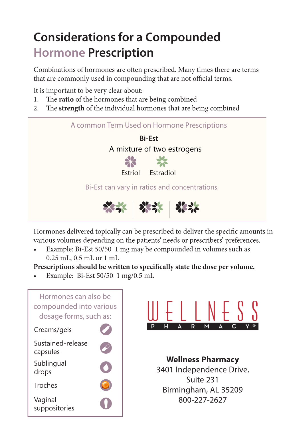 Considerations for a Compounded Hormone Prescription Combinations of Hormones Are Often Prescribed