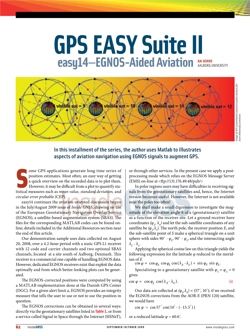 GPS EASY Suite II Kai Borre Easy14—EGNOS-Aided Aviation Aalborg University