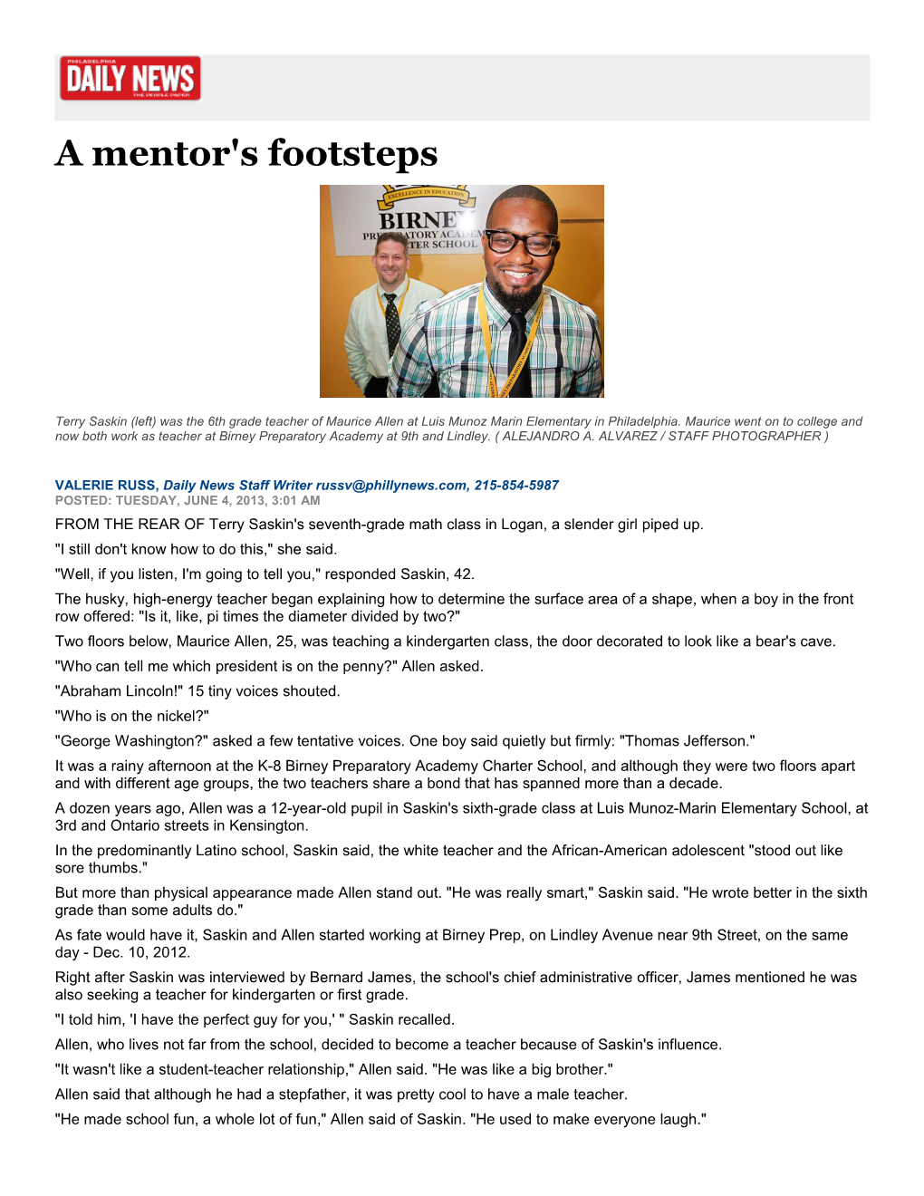 A Mentor's Footsteps