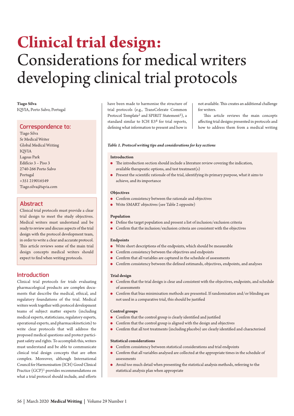 Considerations for Medical Writers Developing Clinical Trial Protocols