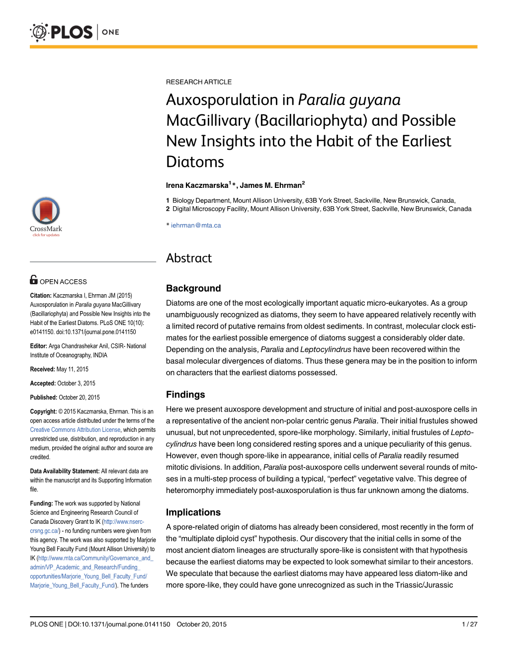 And Possible New Insights Into the Habit of the Earliest Diatoms