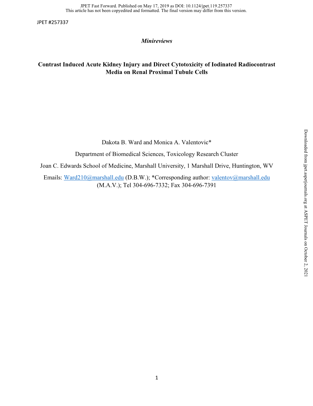 Direct Toxicity of Iodinated Radiocontrast Media on Renal