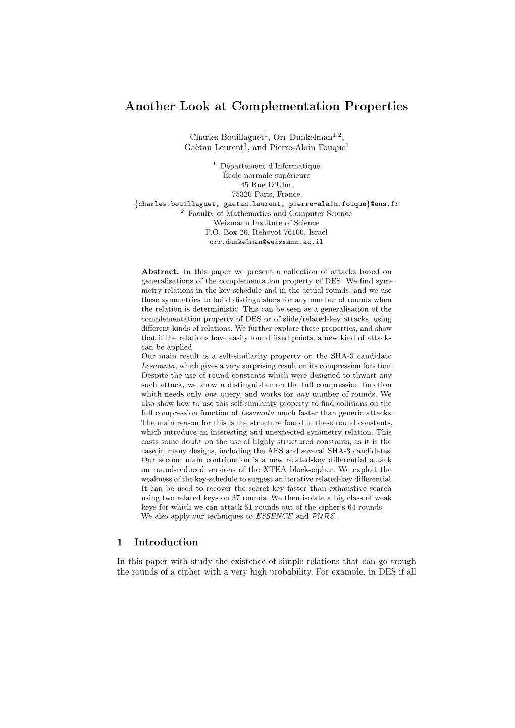 Another Look at Complementation Properties