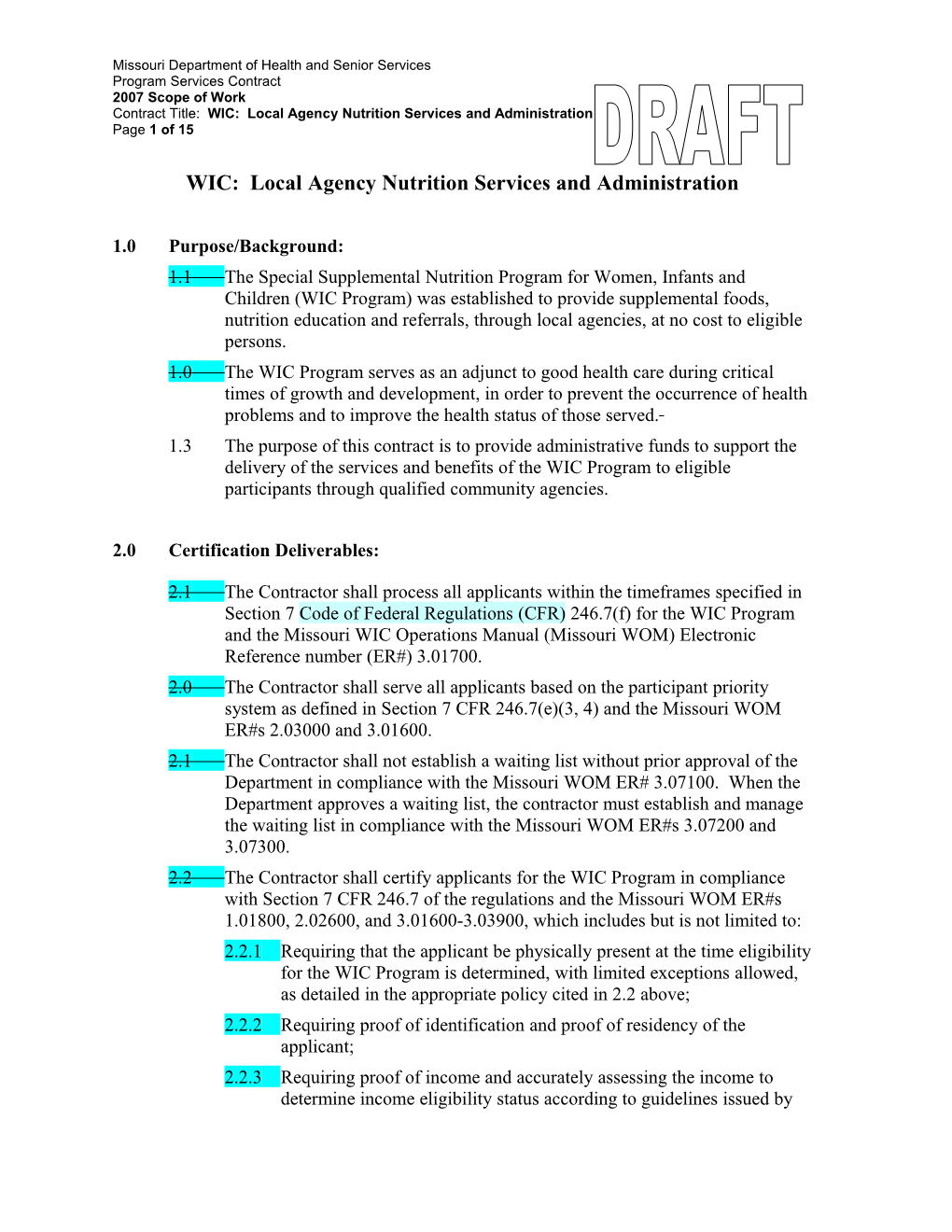 WIC Local Agency (LA) Contract