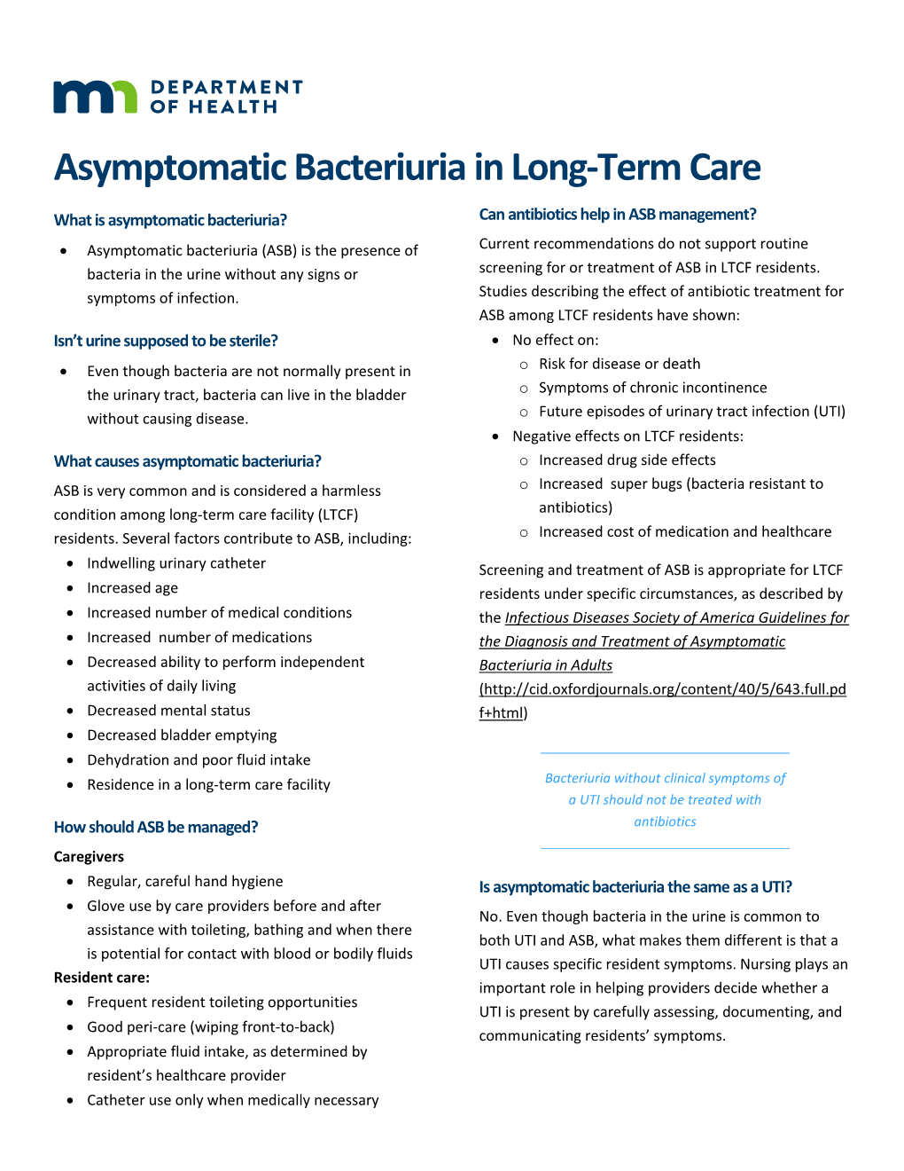 Asymptomatic Bacteriuria in Long-Term Care (PDF)