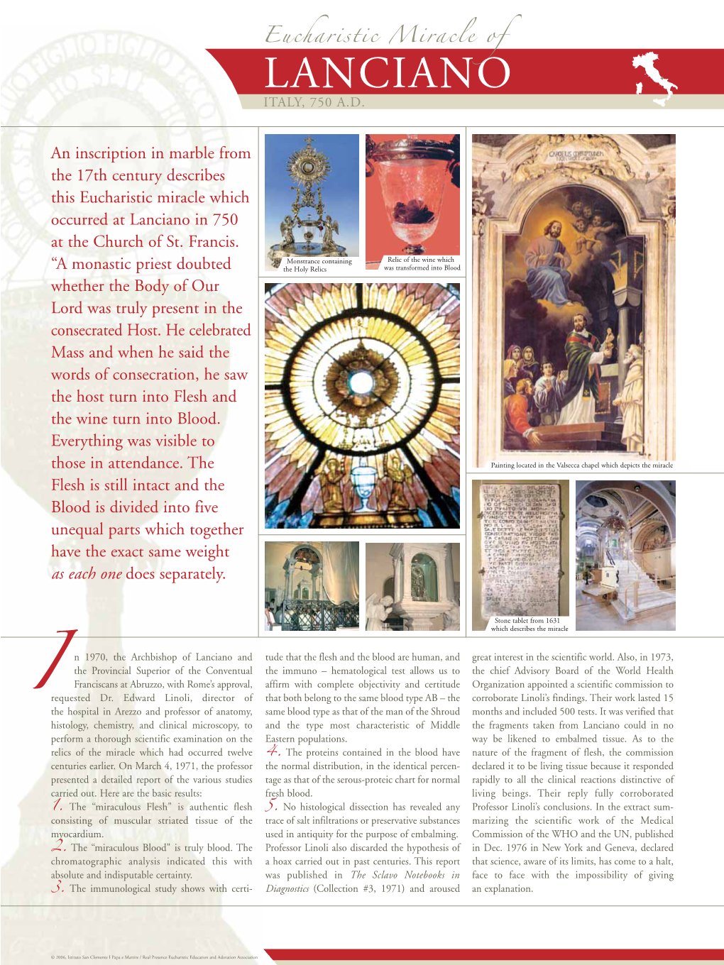 Eucharistic Miracle of Lanciano, Italy