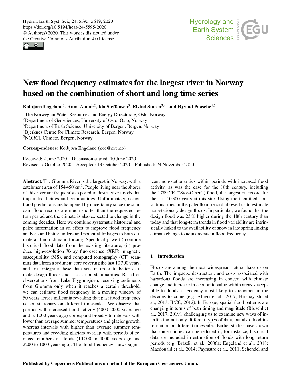 New Flood Frequency Estimates for the Largest River in Norway