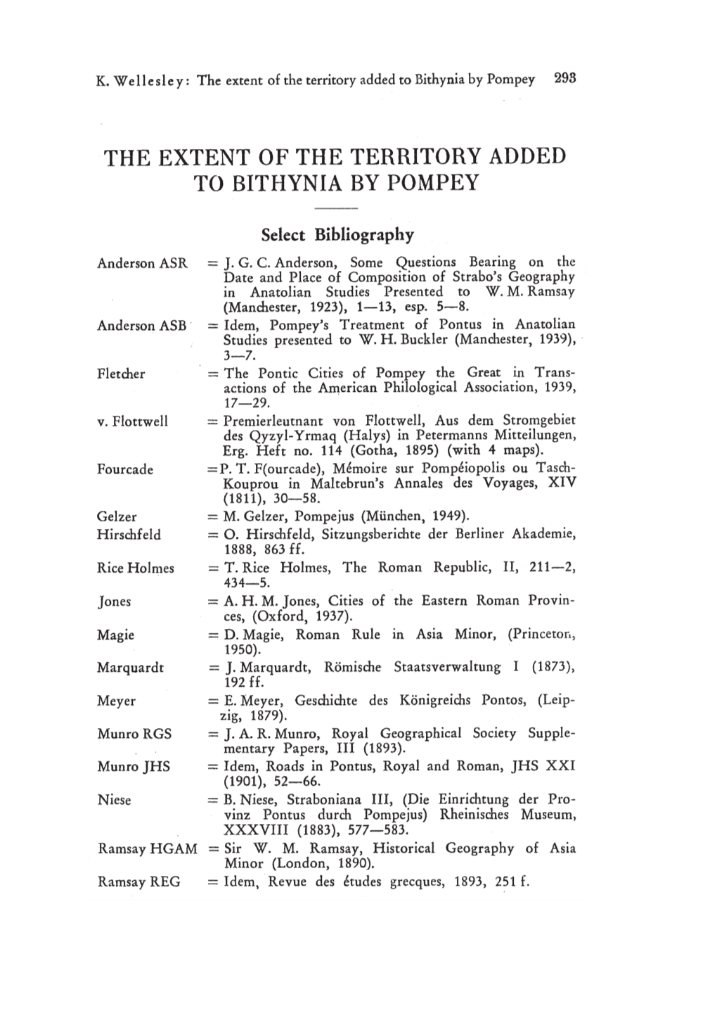 The Extent of the Territory Added to Bithynia by Pompey