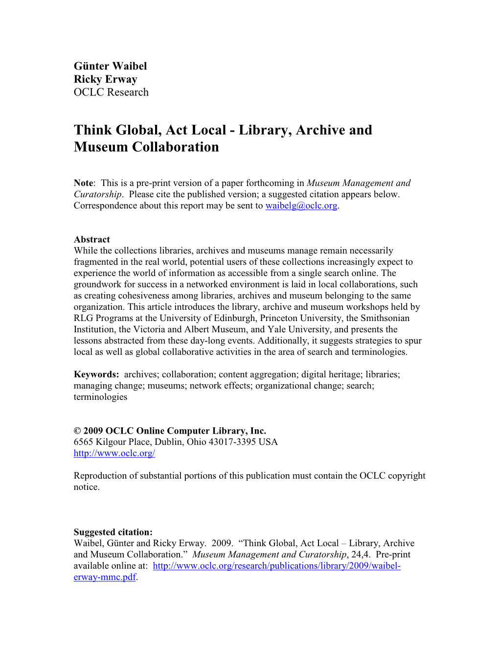 Library, Archive and Museum Collaboration