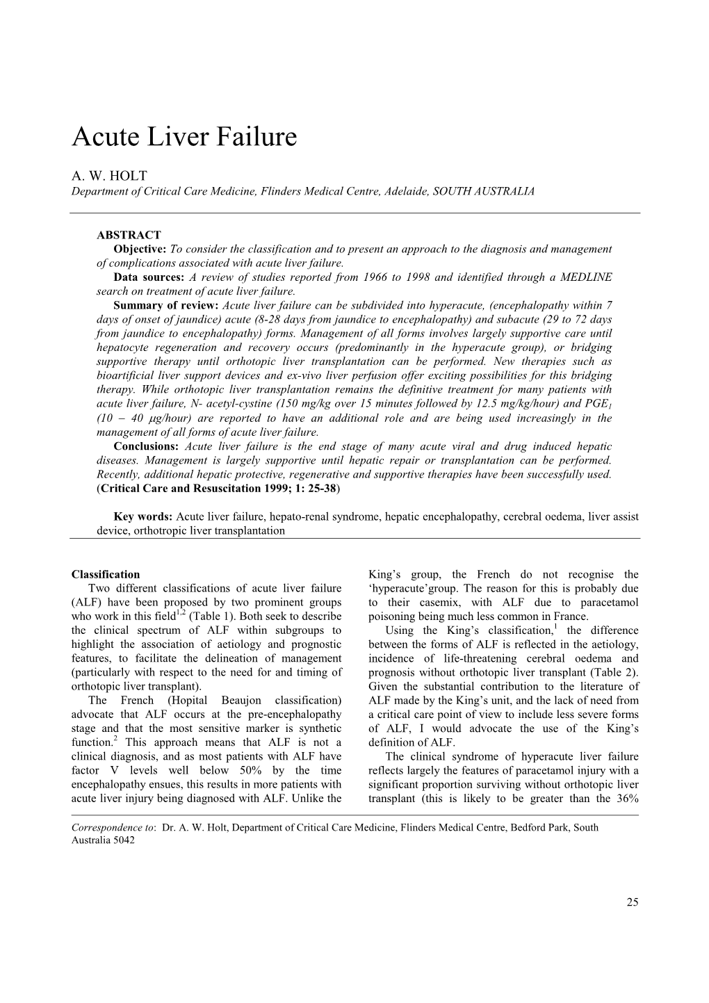 Acute Liver Failure