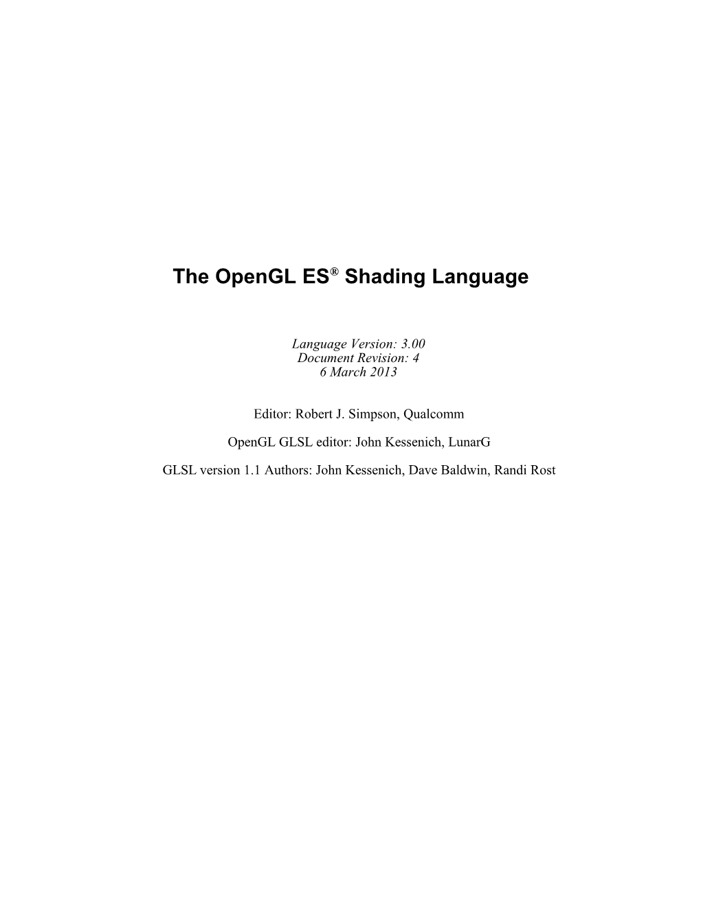 The Opengl ES Shading Language