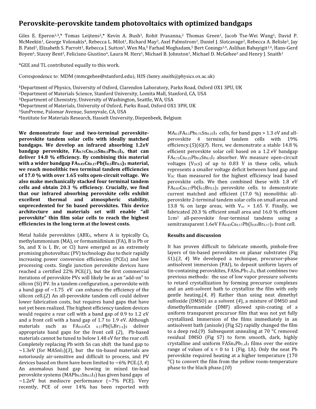 Perovskite-Perovskite Tandem Photovoltaics with Optimized Bandgaps